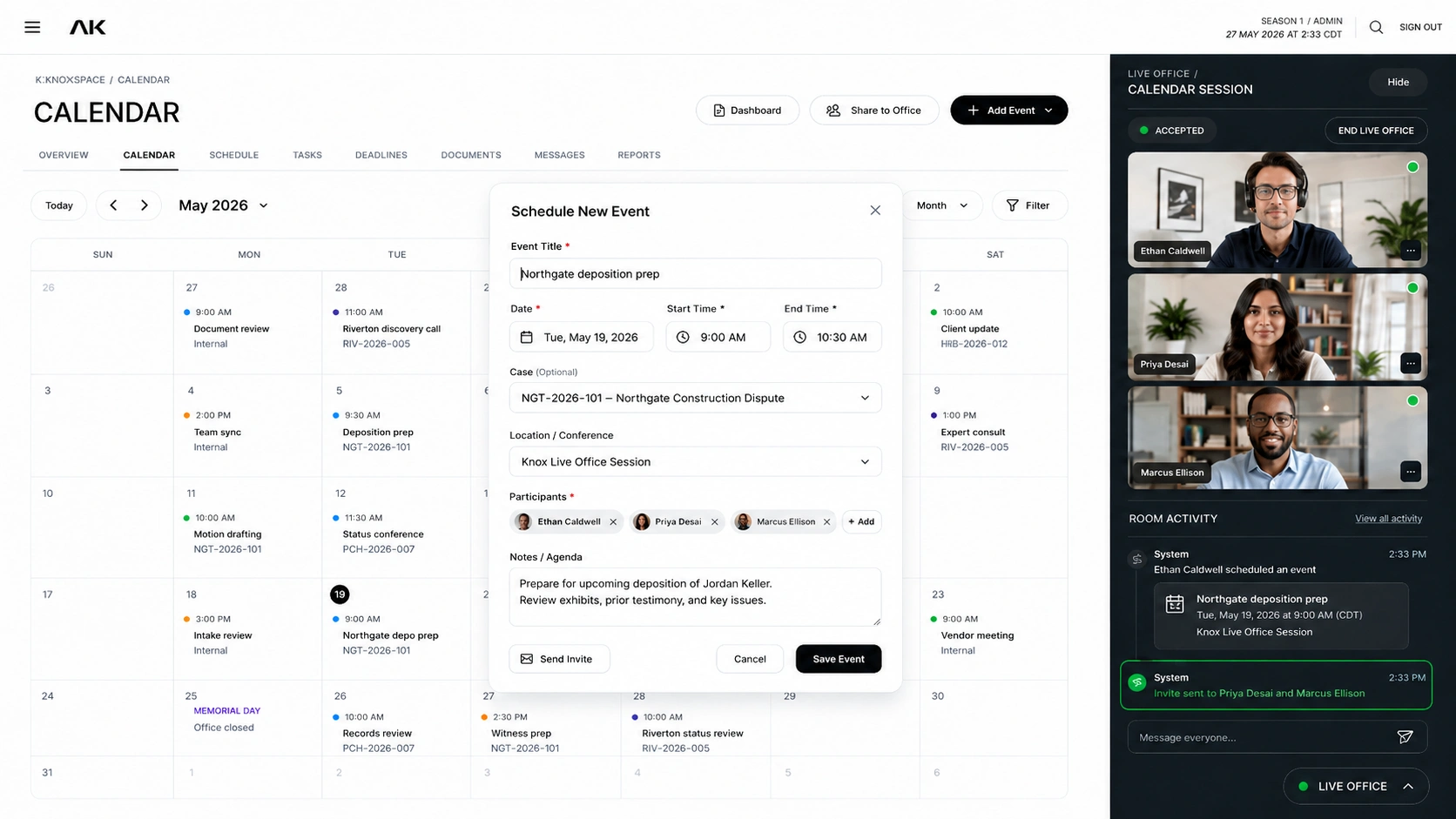 Knox scheduling interface